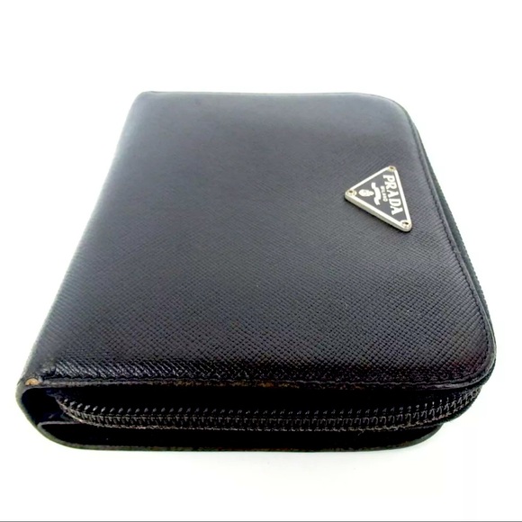 AUTH PRADA Leather Black Zip Wallet - Picture 4 of 7
